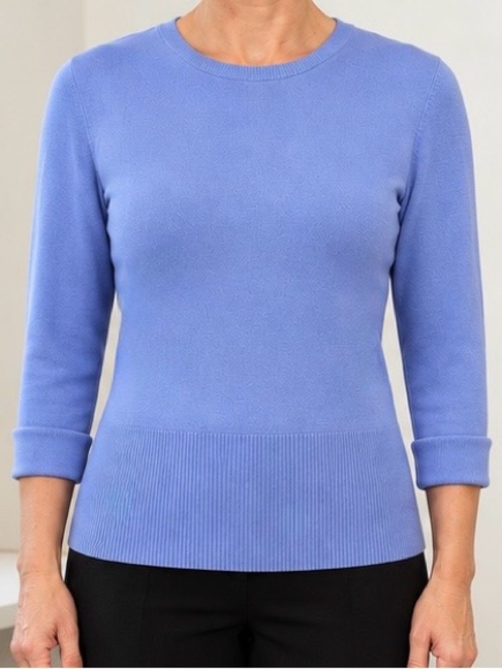 Monterey Bay Silk Cotton Blend Light Blue Sweater Sz Small Petite SP EUC Career